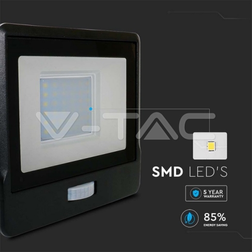 30W LED PIR Sensor Floodlight SAMSUNG Chip Black Body 4000K - 4