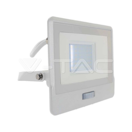 30W LED PIR Sensor Floodlight SAMSUNG Chip White Body 3000K 1M Cable - 1