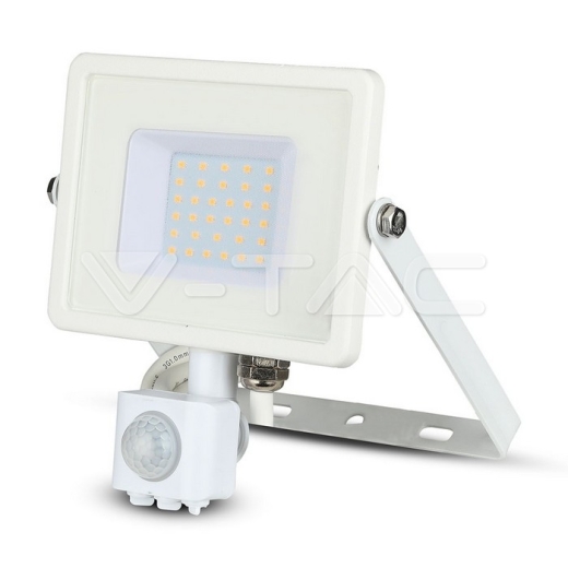30W LED Sensor Floodlight SAMSUNG Chip Cut-OFF Function White Body 4000K - 1