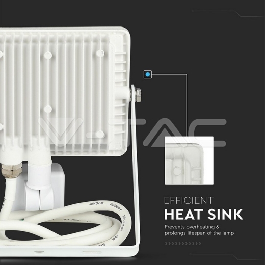 30W LED Sensor Floodlight SAMSUNG Chip Cut-OFF Function White Body 4000K - 8