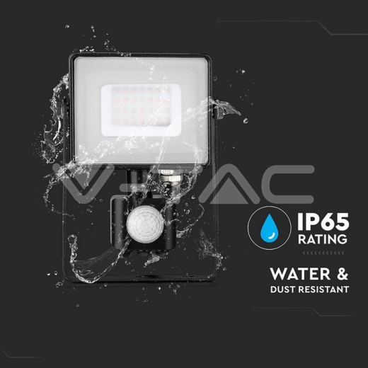 Proyector de LED 30W SAMSUNG Chip con sensor cuerpo negro 6400K - 7