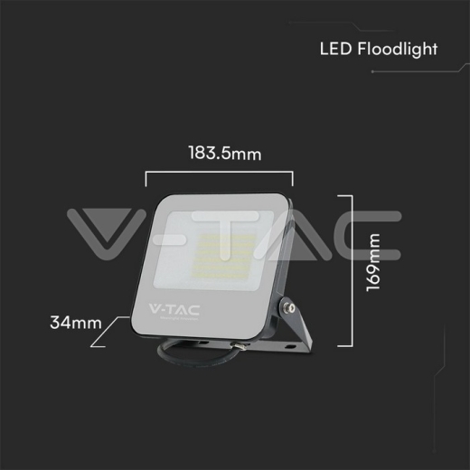 50W LED Floodlight 4000K Black Body Grey Glass 160lm/W 5yrs Warranty - 7