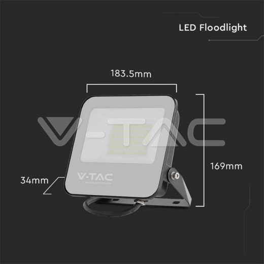 50W LED Floodlight Black Body 6500K Super Bright 185lm/W - 7