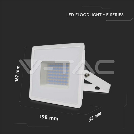 50W LED Floodlight SMD E-Series G2 White Body 4000K - 7