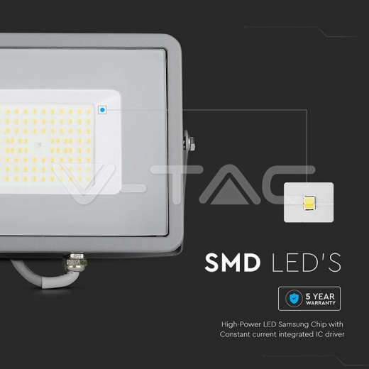 50W LED Floodlight SMD SAMSUNG Chip Slim Grey Body 4000K - 6