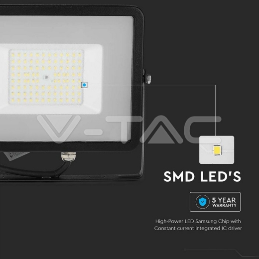 50W LED Floodlight SMD SAMSUNG Chip Slim Black Body 4000K - 5
