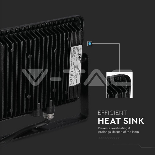 50W LED Floodlight SMD SAMSUNG Chip Black Body 6500K - 8