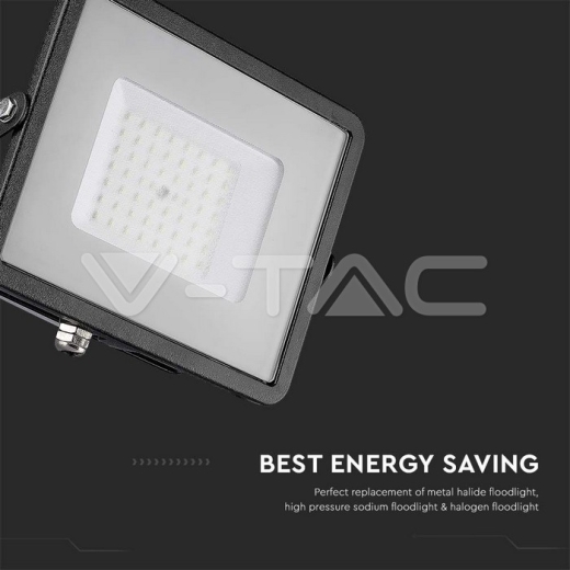 50W LED Floodlight SMD SAMSUNG Chip Black Body 6500K - 9