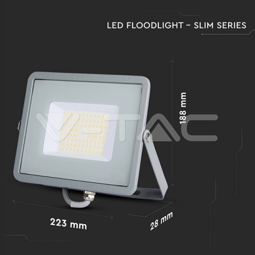 50W LED Floodlight SMD SAMSUNG Chip Slim Grey Body 6500K - 12