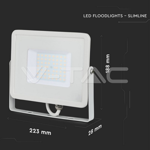 50W LED Floodlight SMD SAMSUNG Chip White Body 4000K - 10