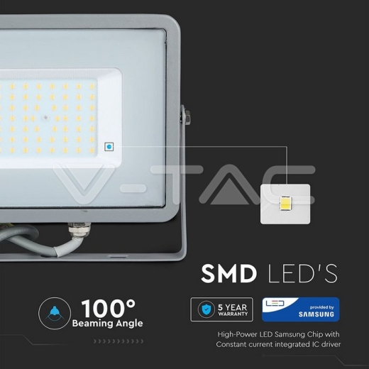 50W LED Floodlight SMD SAMSUNG Chip Slim Grey Body 6400K - 6