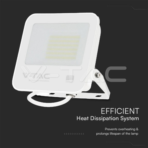 50W LED Floodlight SMD SAMSUNG Chip 1m Wire White Body Grey Frosted Glass 6500K - 3