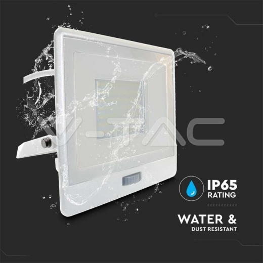 Proyector LED 50W PIR Sensor SAMSUNG Chip Cuerpo Blanco 4000K ,cable de 1m - 6