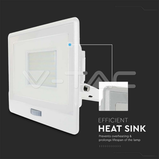 Proyector LED 50W PIR Sensor SAMSUNG Chip Cuerpo Blanco6500K - 6