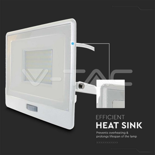 Proyector LED 50W PIR Sensor SAMSUNG Chip Cuerpo Blanco 6400K ,cable de 1m - 5