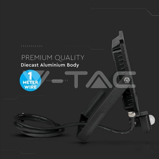 Proyector de LED 50W SAMSUNG Chip con sensor cuerpo negro 6400K - 12