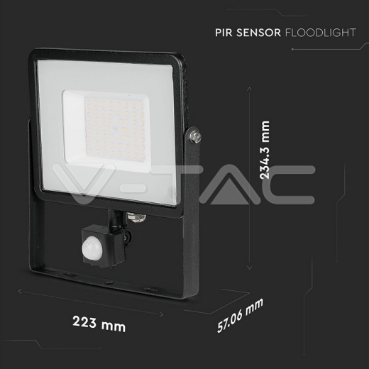 Proyector de LED 50W SAMSUNG Chip con sensor cuerpo negro 6400K - 13