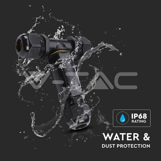 Conector negro IP68 3x8-12mm - 3