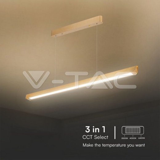Luz de suspensión colgante lineal LED de 36 W tipo CCT: 3 en 1 Oro mate - 4