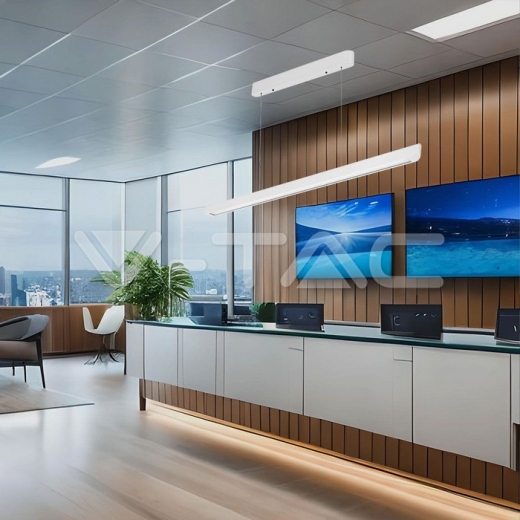 36W LED Linear Hanging Suspension Light Diffuser Plate Type-CCT:3IN1 White - 8