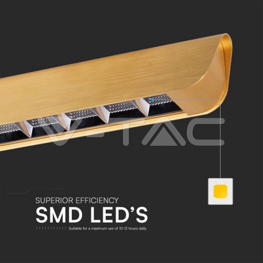 Luz de suspensión colgante lineal LED de 36 W Tipo de lente CCT: 3 en 1 Oro mate - 3