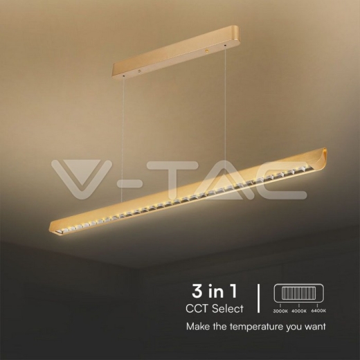 Luz de suspensión colgante lineal LED de 36 W Tipo de lente CCT: 3 en 1 Oro mate - 4