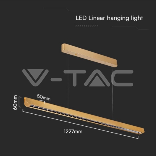 Luz de suspensión colgante lineal LED de 36 W Tipo de lente CCT: 3 en 1 Oro mate - 7