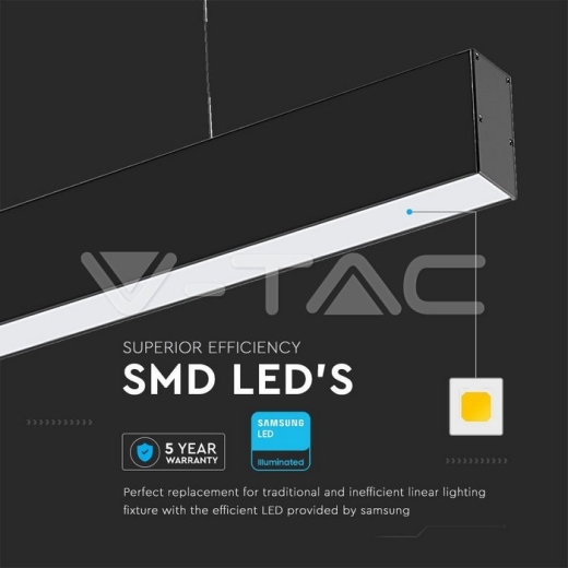 Luminarias lineales para montaje suspendido 40W SAMSUNG Chip cuerpo negro 3 en 1 - 4