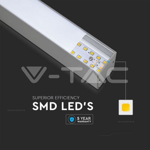 Luminaria lineal LED colgante 40W SAMSUNG Chip cuerpo gris 4000K 1200x35x67mm - 10