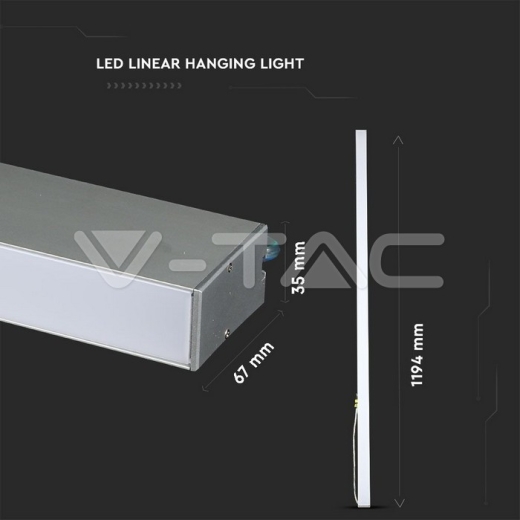 Luminaria lineal LED colgante 40W SAMSUNG Chip cuerpo gris 4000K 1200x35x67mm - 12