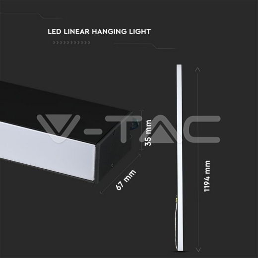 Luminaria lineal LED colgante 40W SAMSUNG Chip cuerpo negro 3000K 1200x35x67mm - 8