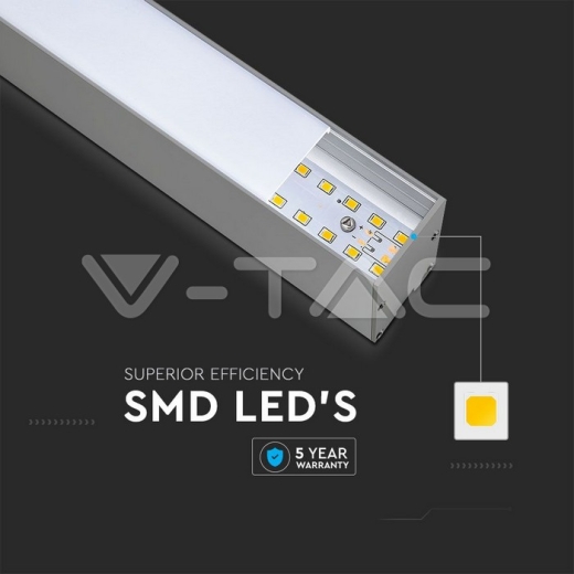 LED Linear Light SAMSUNG Chip 40W Hanging Suspension Silver Body 6400K - 10