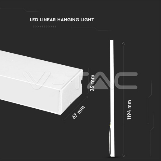 LED Linear Light SAMSUNG Chip 40W Hanging Suspension White Body 6400K 1200x35x67mm - 7