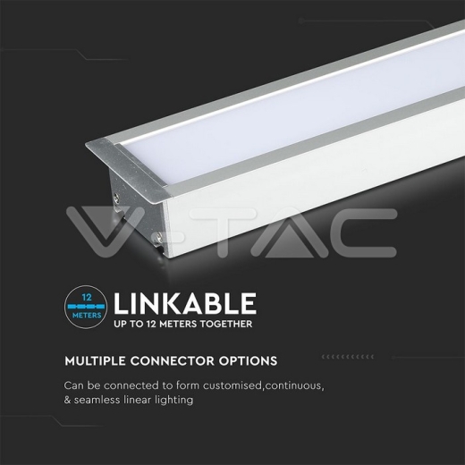LED Linear Light SAMSUNG Chip 40W Recessed Silver Body 4000K 1211x70x35mm - 10