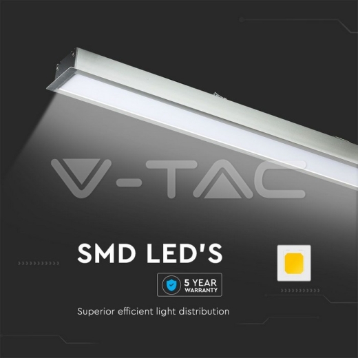 LED Linear Light SAMSUNG Chip 40W Recessed Silver Body 4000K 1211x70x35mm - 8
