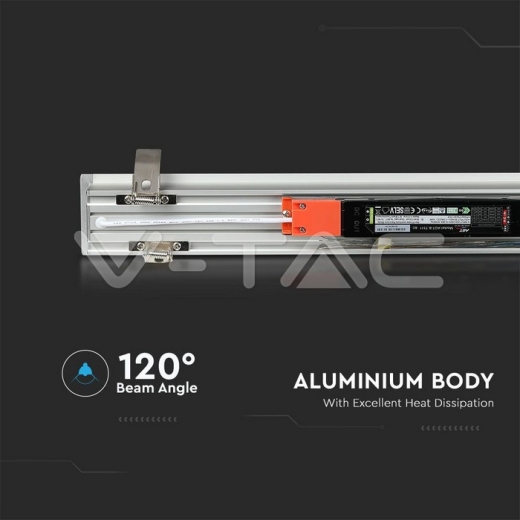 LED Linear Light SAMSUNG Chip 40W Recessed Silver Body 4000K 1211x70x35mm - 9