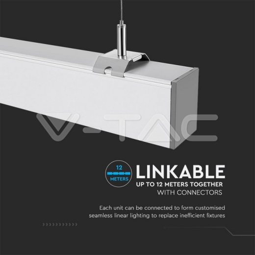 Luminaria Colgante Lineal 40W LED SAMSUNG CHIP Cuerpo Plateado 4000K 1200x50x65mm - 10