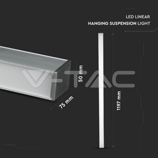 Luminaria Colgante Lineal 40W LED SAMSUNG CHIP Cuerpo Plateado 4000K 1200x50x65mm - 12