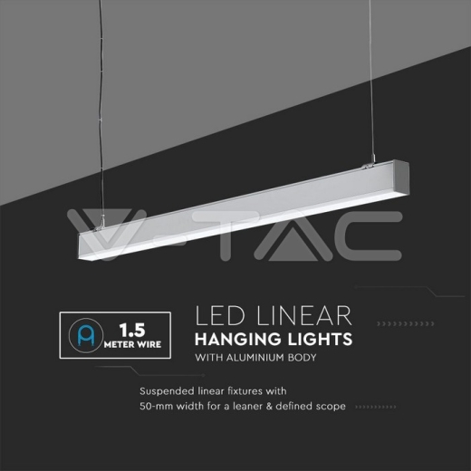 Luminaria Colgante Lineal 40W LED SAMSUNG CHIP Cuerpo Plateado 4000K 1200x50x65mm - 7