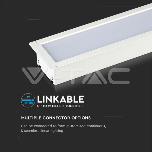 LED Linear Light SAMSUNG Chip 40W Recessed White Body 4000K 1211x70x35mm - 10