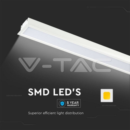 LED Linear Light SAMSUNG Chip 40W Recessed White Body 4000K 1211x70x35mm - 8