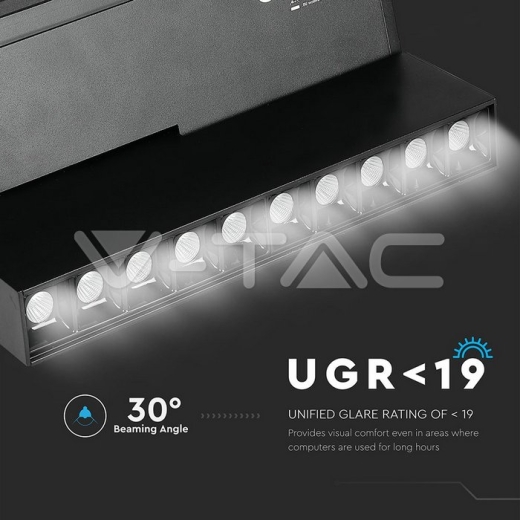 10 x 2W LED Magnetic SMD Gimbal Linear Spotlight Black IP20 24V 3000K - 11