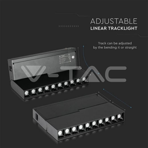10 x 2W LED Magnetic SMD Gimbal Linear Spotlight Black IP20 24V 3000K - 12