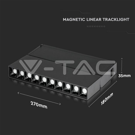 10 x 2W LED Magnetic SMD Gimbal Linear Spotlight Black IP20 24V 4000K - 13