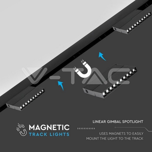 10 x 2W LED Magnetic SMD Gimbal Linear Spotlight Black IP20 24V 4000K - 6