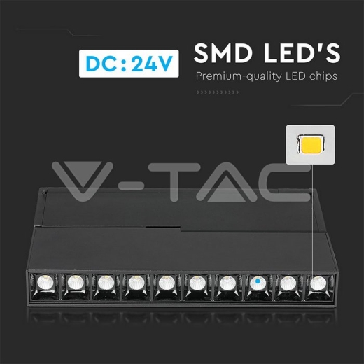 10 x 2W LED Magnetic SMD Gimbal Linear Spotlight Black IP20 24V 4000K - 7