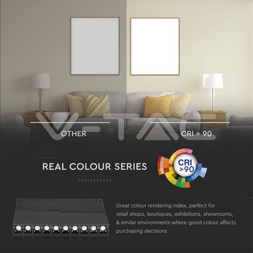 10 x 2W LED Magnetic SMD Gimbal Linear Spotlight Black IP20 24V 4000K - 8