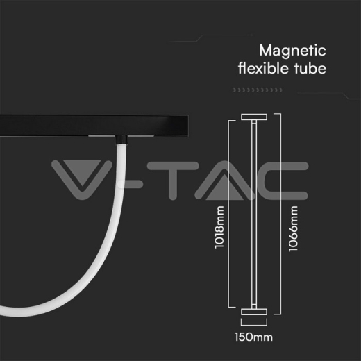 Foco LED en Carril Magnético 12W Tubo Flexible 1M CCT: 4000K Regulable Cuerpo Negro - 4