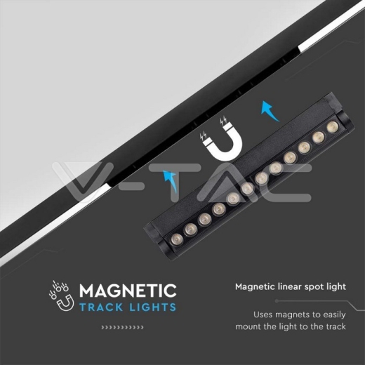 Foco lineal magnético LED de 12 W, cuerpo negro ajustable de 3000 K - 2