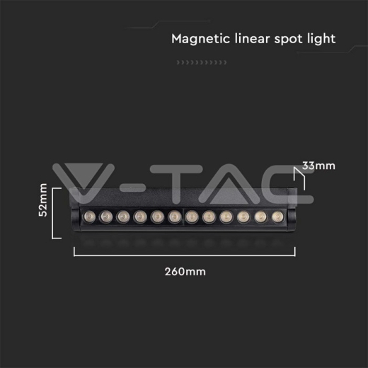 Foco lineal magnético LED de 12 W, cuerpo negro ajustable de 3000 K - 8
